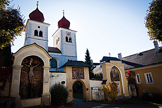 入口,米尔斯泰特,教堂,看,卡林西亚,奥地利