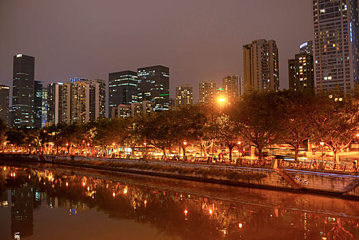 成都市滨江东路夜晚景观