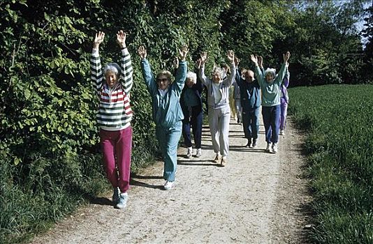 男人,女人,老人,慢跑,树林,慢跑者,公园,跑,退休老人,运动