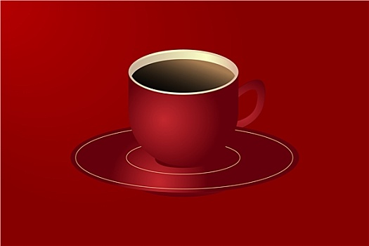 红色,杯子,热,黑咖啡
