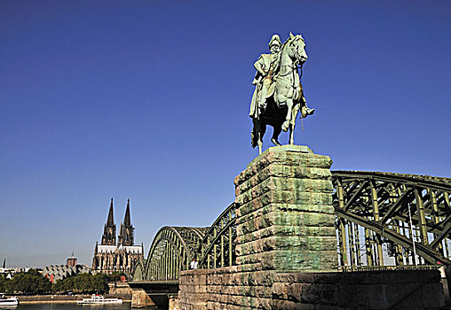 德国,北莱茵威斯特伐利亚,科隆,城市,大教堂,莱茵河,骑乘,纪念建筑,帝王