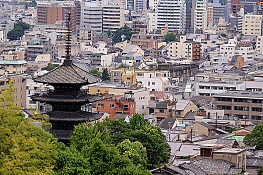 塔,最高,日本,看,室外,上方,现代,城市,京都