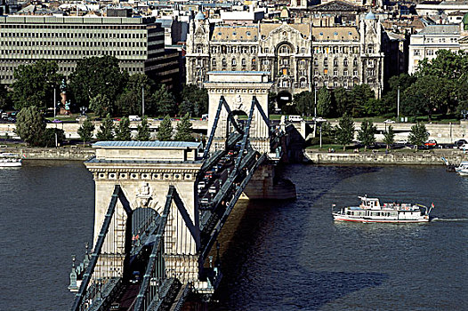 匈牙利,布达佩斯,链索桥,多瑙河