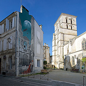 法国,涂绘,墙壁,走,安德烈,教堂,壁画,20世纪