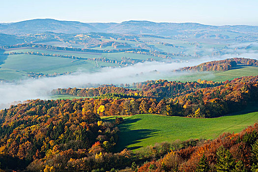 风景,图林根,树林,秋天,靠近,埃森纳赫,图林根州,德国,欧洲