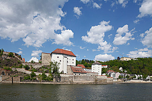 多瑙河,老城,帕绍,下巴伐利亚,巴伐利亚,德国,欧洲