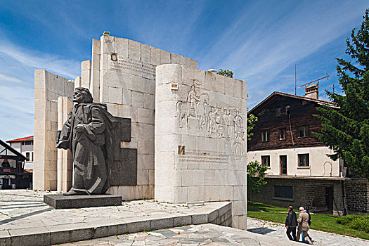 保加利亚,南方,山,班斯克,滑雪胜地,广场,纪念建筑,父亲,作家,爱国