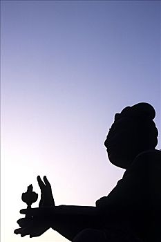 雕塑,菩萨,一个,声响,巨大,天坛大佛,昂坪,大屿山,香港