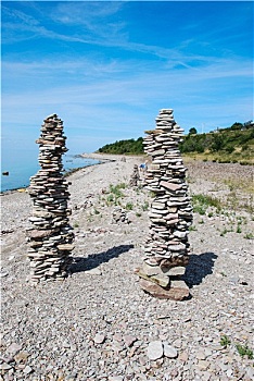石头,堆放,海岸