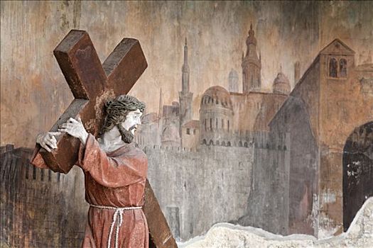石头,耶稣,十字架,耶稣受难像,克雷姆斯,瓦绍,下奥地利州,奥地利