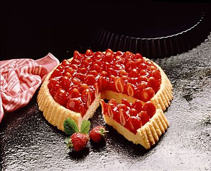 草莓,果馅饼,块,切削