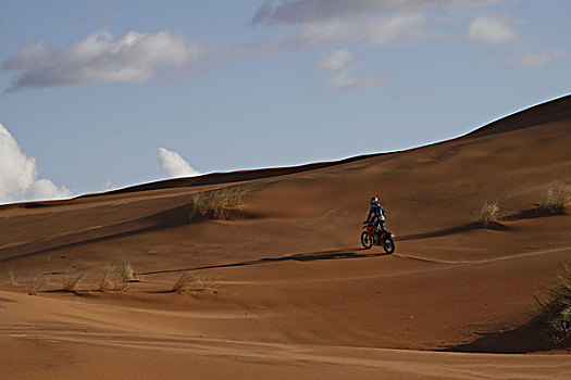 非洲,北非,摩洛哥,撒哈拉沙漠,梅如卡,却比沙丘,小路,骑自行车