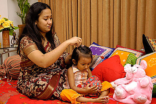 母女,达卡,孟加拉,五月,2006年