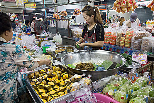 泰国,清迈,街道,食物,栗子,椰子,包着,香蕉叶,使用,只有