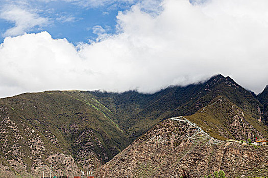 西藏,云海,雪山,玛尼堆