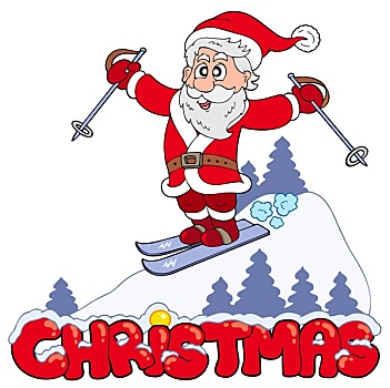 圣诞节,标识,滑雪,圣诞老人