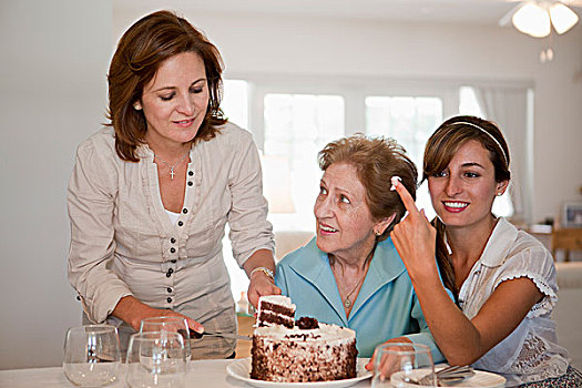 女人,蛋糕,母亲,女儿