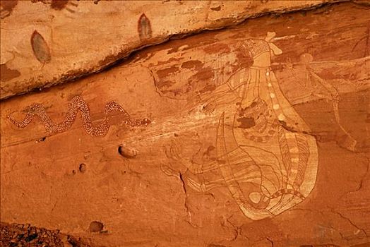 老,岩石艺术,土著,猎捕,袋鼠,矛,南,爱丽丝泉,北领地州,澳大利亚
