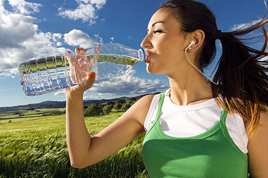 女人,饮用水,运动,活动