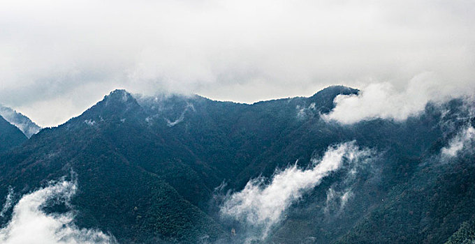 雾中的山