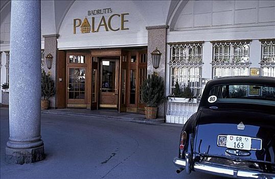 酒店,宫殿,老古董,入口,格劳宾登州,瑞士,欧洲