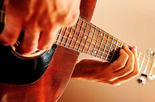 手,一个人,演奏,木吉他