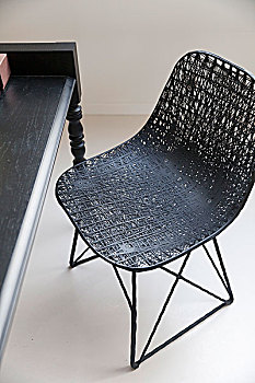 壳,椅子,黑色,座椅,金属,靠近,桌子