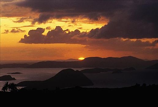 日落,上方,海洋,伦敦西区,托托拉岛,英属维京群岛