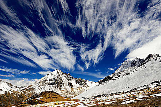 阴天,积雪,安迪斯山脉,玻利维亚,南美