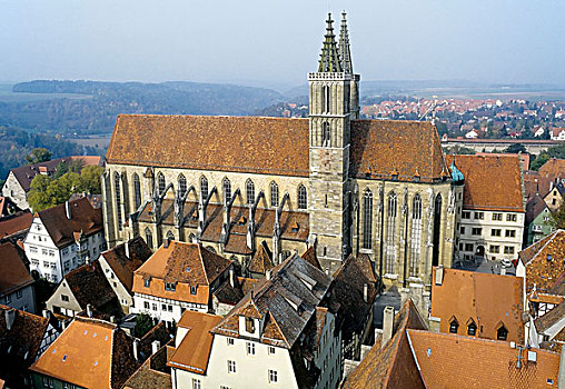 教堂,罗腾堡,罗滕堡,弗兰克尼亚,巴伐利亚,德国,欧洲