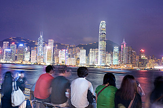 散步场所,晚间,天际线,九龙,香港,亚洲