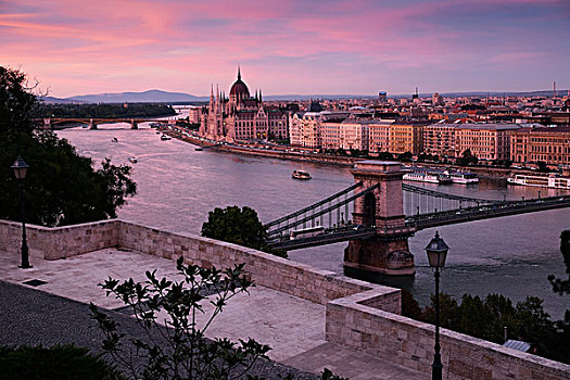 风景,链索桥,匈牙利,国会大厦,国家美术馆,日落,布达佩斯