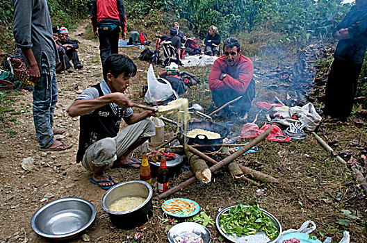 缅甸,区域,烹饪,准备,食物,火,木,自然