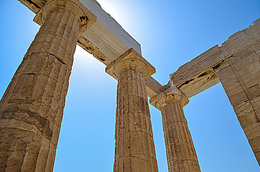 仰拍,特写,古希腊,庙宇,雅典,希腊