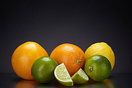 橘子,甜橙,柠檬,柠檬柑,暗色,玻璃板