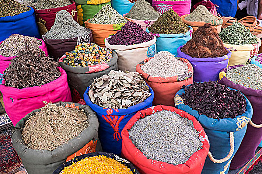 摩洛哥,玛拉喀什,包,药草,调味品,干燥,花,蔬菜,物品,露天市场
