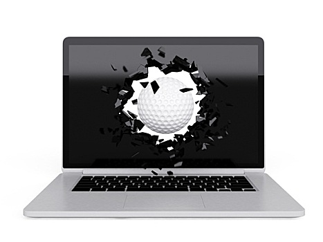 高尔夫球,毁坏,笔记本电脑