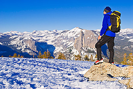 边远地区,滑雪者,半圆顶,顶峰,优胜美地国家公园,加利福尼亚