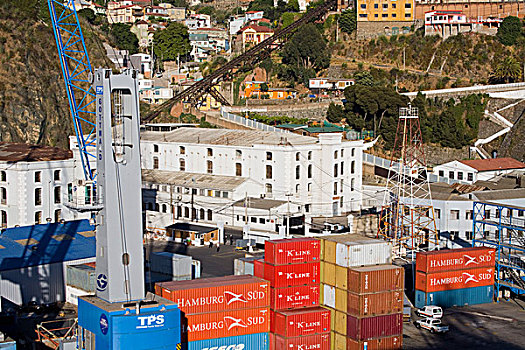 货物集装箱,商业码头,瓦尔帕莱索,智利
