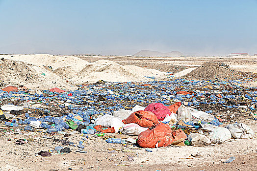 埃塞俄比亚,非洲,丢弃,垃圾,塑料瓶,靠近,城市