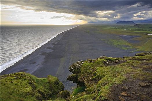 黑沙,海滩,南海岸,冰岛
