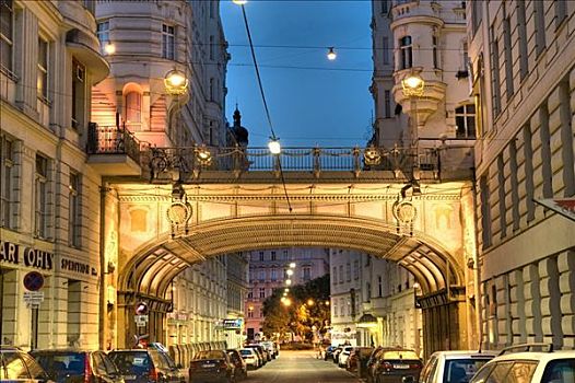 高,桥,夜晚,维也纳,奥地利