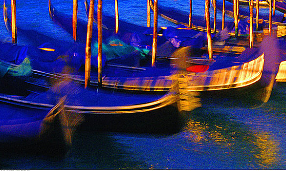 小船,黄昏,威尼斯,意大利