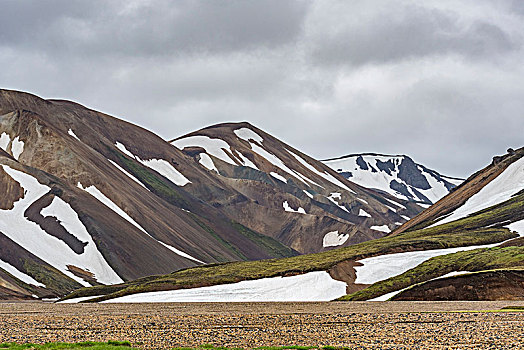 流纹岩,山,雪,兰德玛纳,冰岛,欧洲