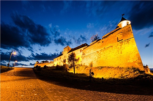 城堡,布拉索夫,夜晚,地标