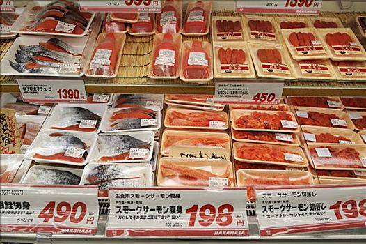 鲜鱼,台案,超市,东京,日本,亚洲