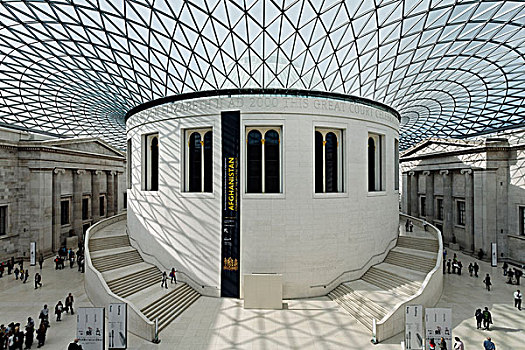 院落,现代,球形,屋顶,钢铁,玻璃,建筑,大英博物馆,伦敦,英格兰,英国,欧洲