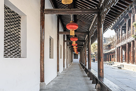 中式回廊建筑,山东省台儿庄古城内建筑