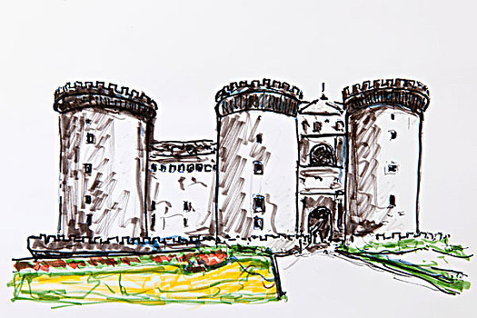 城堡,那不勒斯,意大利,绘画