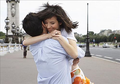 伴侣,搂抱,巴黎,法国